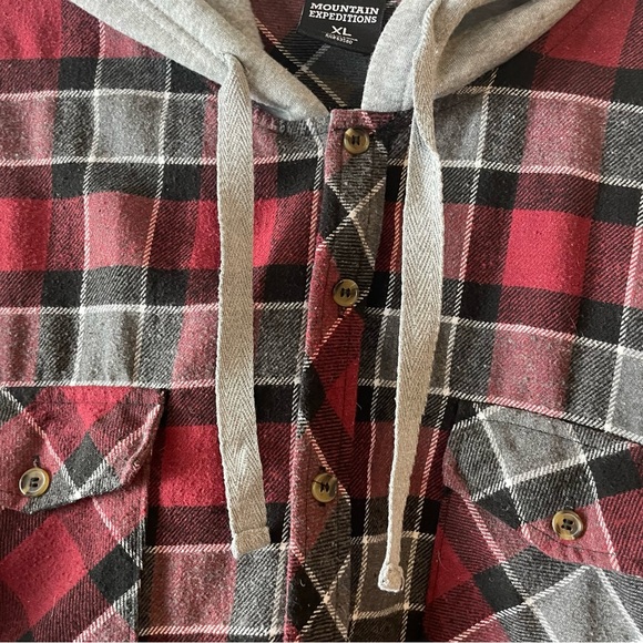 Mountain Expeditions XL Plaid Flannel Hoodie Button Down Shirt - Picture 3 of 10